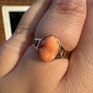 10k Coral Cameo Ring